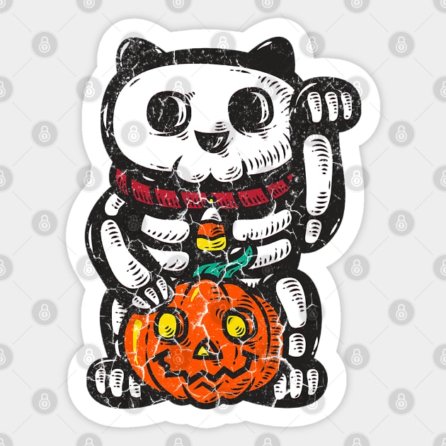 HALLOWEEN BONE CAT Sticker by Rhasani Tong Go